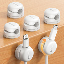 6Pack Rotatable Cord Organizer Cable Clips - [1S Lock] Spring Cord Holder, Desk picture