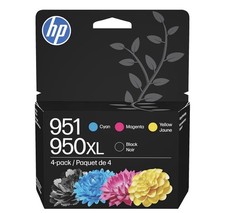 HP Genuine Original 951/950XL CMYK Inkjet Ink Cartridges 4-Pack Cyan Magenta Yel picture