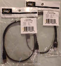 ZIO TEK USB 2.0 A MALE TO A MALE 3' LENGTH #131 1029 LOT OF TWO (2) NEW picture