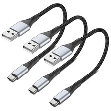 Short USB C Cable 1FT, 3-Pack USB A to USB C Cord 1 Foot USB C Charger Cable Fas picture