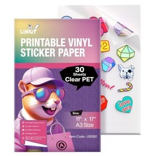 100% Clear Printable Vinyl Sticker Paper - 30 Sheets, 11