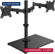 HUANUO Free Standing Dual Monitor Stand for 13-32 Inch Monitors, Glass Base picture