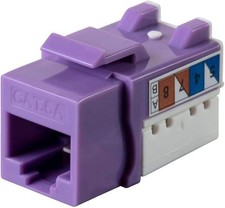 (5 pcs.) Monoprice Cat6A 90° Unshielded Punch Down Keystone Jack, Purple, 5-pack picture