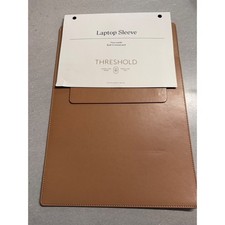 Threshold Laptop Sleeve 11×15.5 Cognac Brown Faux Suede Built-in Mouse Pad NWOT picture