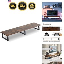 42 inch Large [Dual] [Monitor] [Riser],Rustic Brown Extra Long TV [Stand Wood... picture