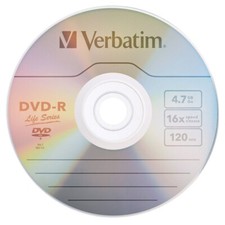 50 VERBATIM Blank DVD-R DVDR 16X Life Series 4.7GB Logo Disc in Paper Sleeves picture