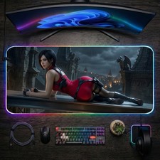 Resident Evil Mouse Pad, Ada Wong LED RGB Desk Mat, Gift for Gamer, Room Decor picture