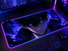 🔥 Solo Leveling XXL RGB Gaming Mouse Pad - Sung Jinwoo & Shadow Monarch 🖱️ picture