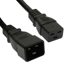 2ft Power Extension Cord C19 to C20 14AWG 15A 1875W Black PDU Cable Server picture