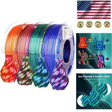 Vibrant Silk PLA 3D Printing Filament Pack (4x200g Spools) for Creative Projects picture