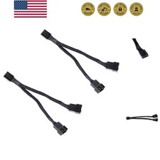 All Black Sleeved PWM Fan Splitter Cable 1 to 2 Converter, 2 Pack picture