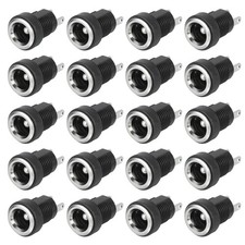 20pcs DC5521 Power Jack 30V 0.5A 10x10x18mm 2 Pin with Nut Washer Black picture