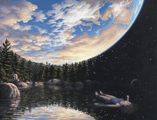 Landscape space art planet lake stars earth women Custom Gaming Mat Desk picture
