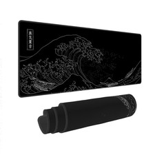 Great Wave Off Kanagawa Desk Mat,Black Gaming Mouse Pad,31.5 x 12 in picture