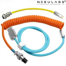 Custom Braided Coiled Aviator GX16 USB-C Mechanical PC Gaming Keyboard Cables picture