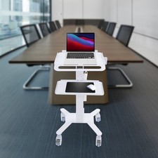 Mobile Computer Cart Medical Rolling PC Stand Desk Workstation Wheel Adjustable picture