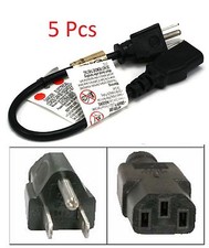 5-PACK 1ft. Short 3-Conductor PC Power Cord, 18AWG, NEMA 5-15p to IEC C13 Cable  picture