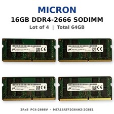 Lot of 4 Micron 16GB 2Rx8 PC4-2666V DDR4 SODIMM MTA16ATF2G64HZ-2G6E1 64GB Total picture