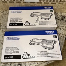2 NEW GENUINE BROTHER TN420 BLACK TONER TN-420 NEW SEALED BOXES picture