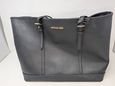 Nice Michael Kors Black Leather Tote Bag Purse Ladies Womans (187) picture