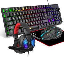 Snpurdiri Wired Gaming Combo Keyboard & Mouse, Headphones, Mouse pad for PC picture
