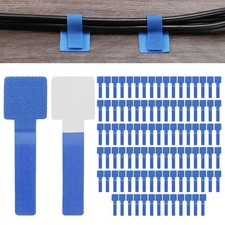 100-Pack Cable Clips, Adhesive Cord Organizers for Desk, Wire Holders [Blue] picture