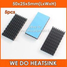 5pcs Black Anodized 50x25x5mm Heatsink Aluminum Heat Sink With Thermal Tape picture