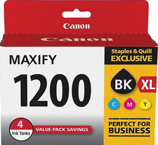 New Genuine Canon PGI-1200XL Black Color 4PK Ink Cartridges Bag picture