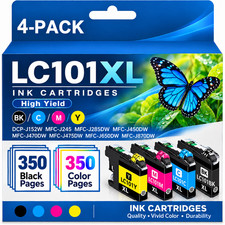 LC101XL Ink Cartridges 4Pack High Yield Compatible for LC101  MFC-J245 J285DW picture