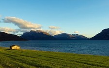 Landscape nature hills norway sea mountains house Custom Gaming Mat Desk picture