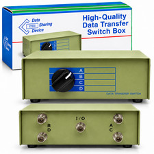 4 Way DB9 Manual Data Transfer Switch Box RS232 Serial Sharing Selector Boxed picture