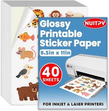 Papel Adhesivo Vinilo Brillante 40 Hojas para Impresora Inkjet Laser Impermeable picture
