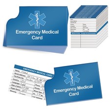 12 Pack Red Medical Condition and Emergency Contact Id Wallet Card Emergency Med picture