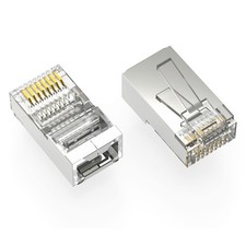 5 Pack of RJ45 CAT5E Shielded Plug Solid 50 Micron 100pk picture