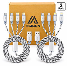 ASICEN 2-Pack 3-in-1 Braided USB-A to USB-C/Lightning/Micro USB 3ft picture