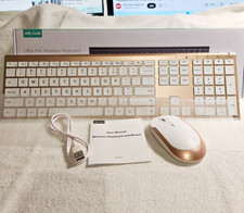 Jelly Comb New GOLD WHITE PRINCESS Ultra Thin 2.4G Wireless Keyboard Mouse Combo picture