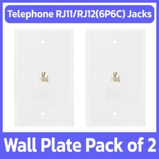 2 Pack Phone Wall Plate 6P6C RJ11 RJ12 Telephone Line Jack Faceplate - White picture