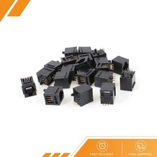 20 Pcs Black Plastic 180 Degree RJ12 6P6C Network Modular PCB Connector Jack picture