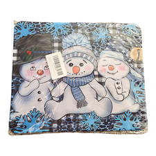 Mouse Pad Snowman Snowflakes Trio Blue Merry Christmas Happy Holiday NEW picture