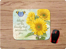 SUNFLOWER BUTTERFLY INSPIRATIONAL QUOTE CUSTOM MOUSEPAD NON-SLIP  picture