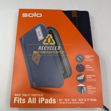 Solo New York Wave Tablet Padfolio For Tablets iPad Any Size Blue Recycled NEW picture