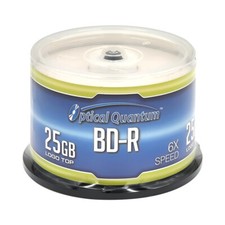 50 Optical Quantum 6x 25GB Blue Blu-ray BD-R Logo Top Disc cake box OQBDR06LT-50 picture