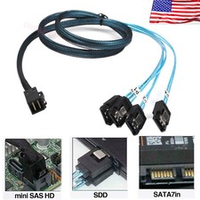 Mini High Quality SAS HD SFF8643 to (4) SATA Breakout Forward Cable 1M =LSI00411 picture
