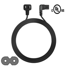 12Ft 2-Prong AC Power Cord For Samsung Led Lcd Tv Smart Extra Long Angled picture