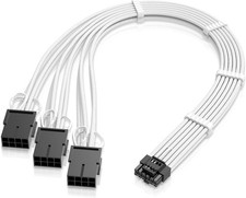 EZDIY-FAB GPU Sleeved Cable Extension 16pin(12+4) PCIe 5.0 to 3X PCIE 8pin White picture