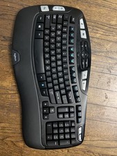 Logitech K350 Wave Keyboard Ergonomic, Black, Wireless, No USB Receiver Dongle picture
