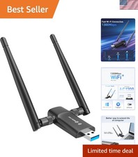 Upgrade Your Internet: 1300Mbps USB WiFi Adapter with Dual High Gain Antennas picture
