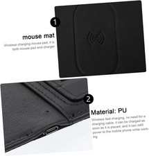PU Leather Wireless Charging Mouse Pad Desk Mat with Phone Stand and Pen Holder picture