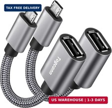 USB to Micro USB Adapter 2 Pack, Unidirectional Micro USB Male to USB Female 2.0 picture