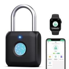 Fingerprint Padlock Smart Bluetooth APP Control Gym Locker Lock Black Security picture